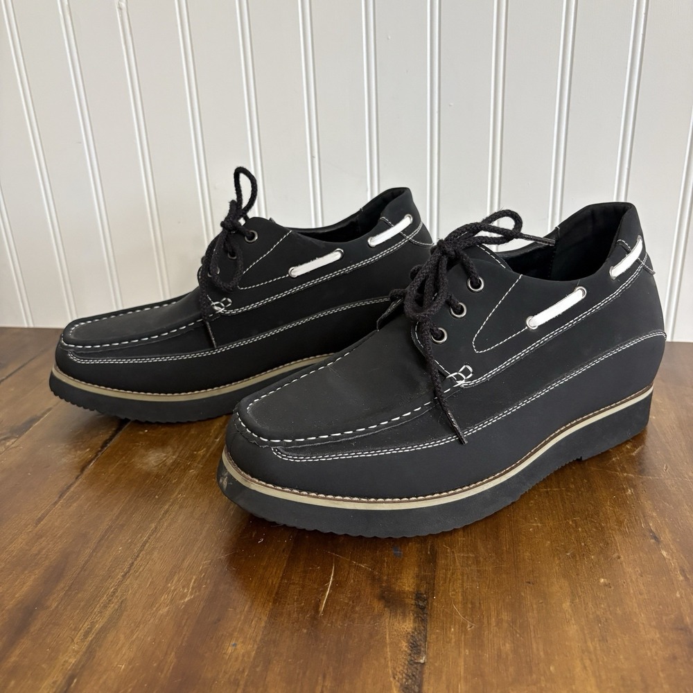 CALTO Invisible Height Increasing Elevator Shoes Men's 7 Black White G6317B